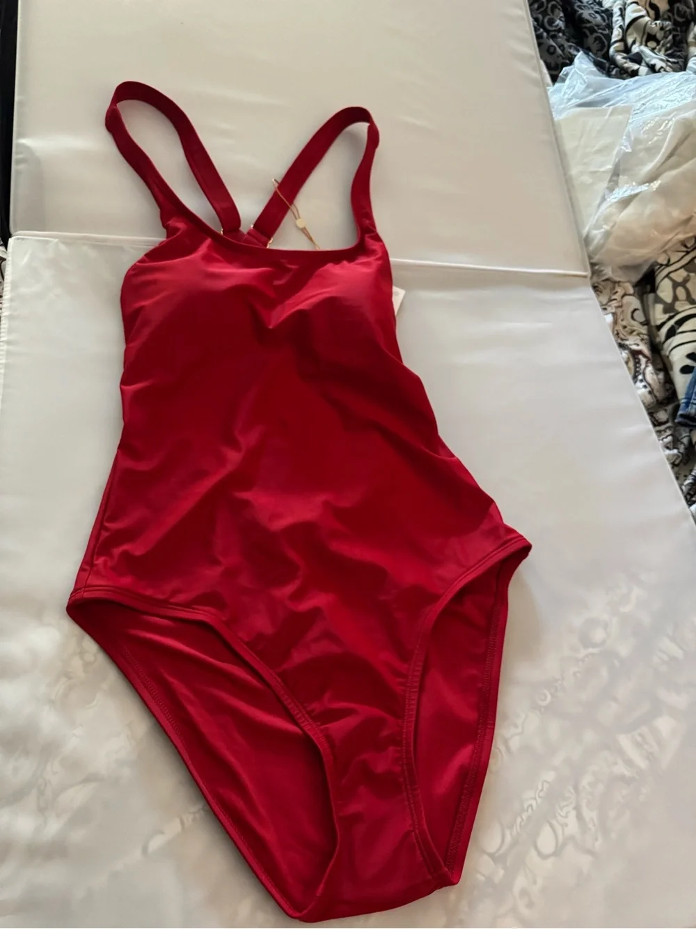 Quince red crossbackOne-Piece Women's Swimsuit